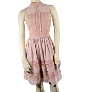 ALLSAINTS Sleeveless Fitted Waist Band Collar Rowy Lace Dress Size XS